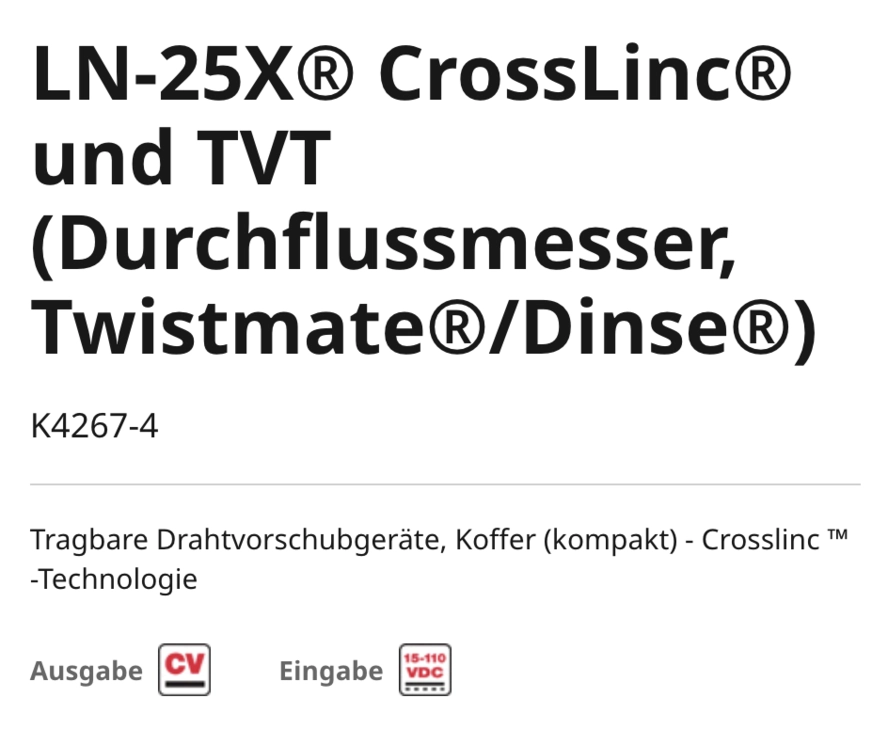 Lincoln LN-25X® CrossLinc® und TVT (Durchflussmesser, Twistmate®/Dinse®)